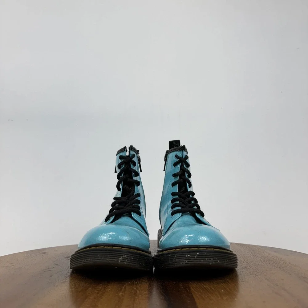 Big Kids Dr Martens 1460 Turquoise‎ Glitter Comfort Casual Combat Boots Size 3 Y